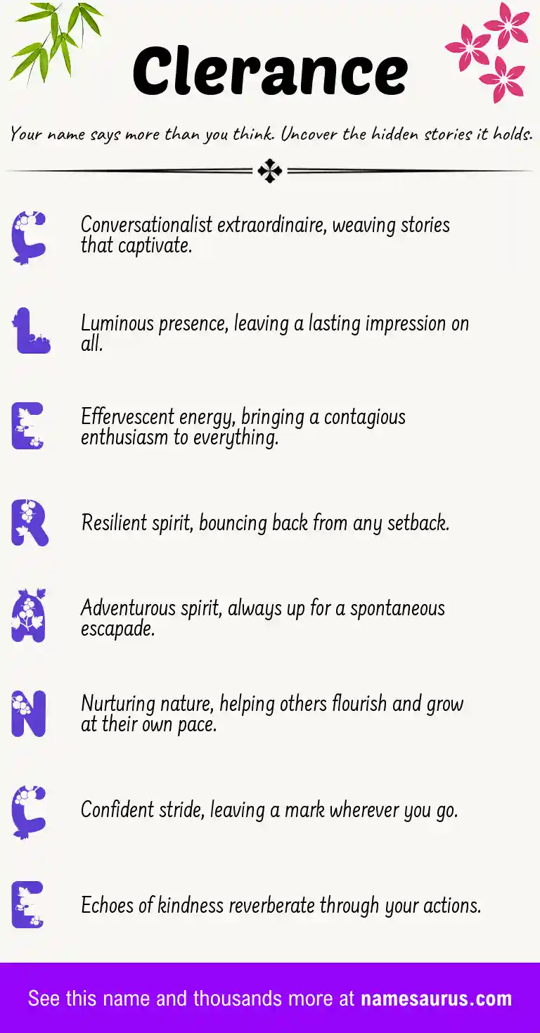 Acrostic poem about Clerance.