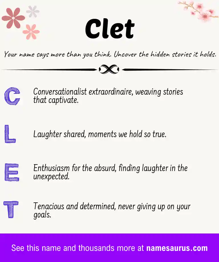 Acrostic poem about Clet.