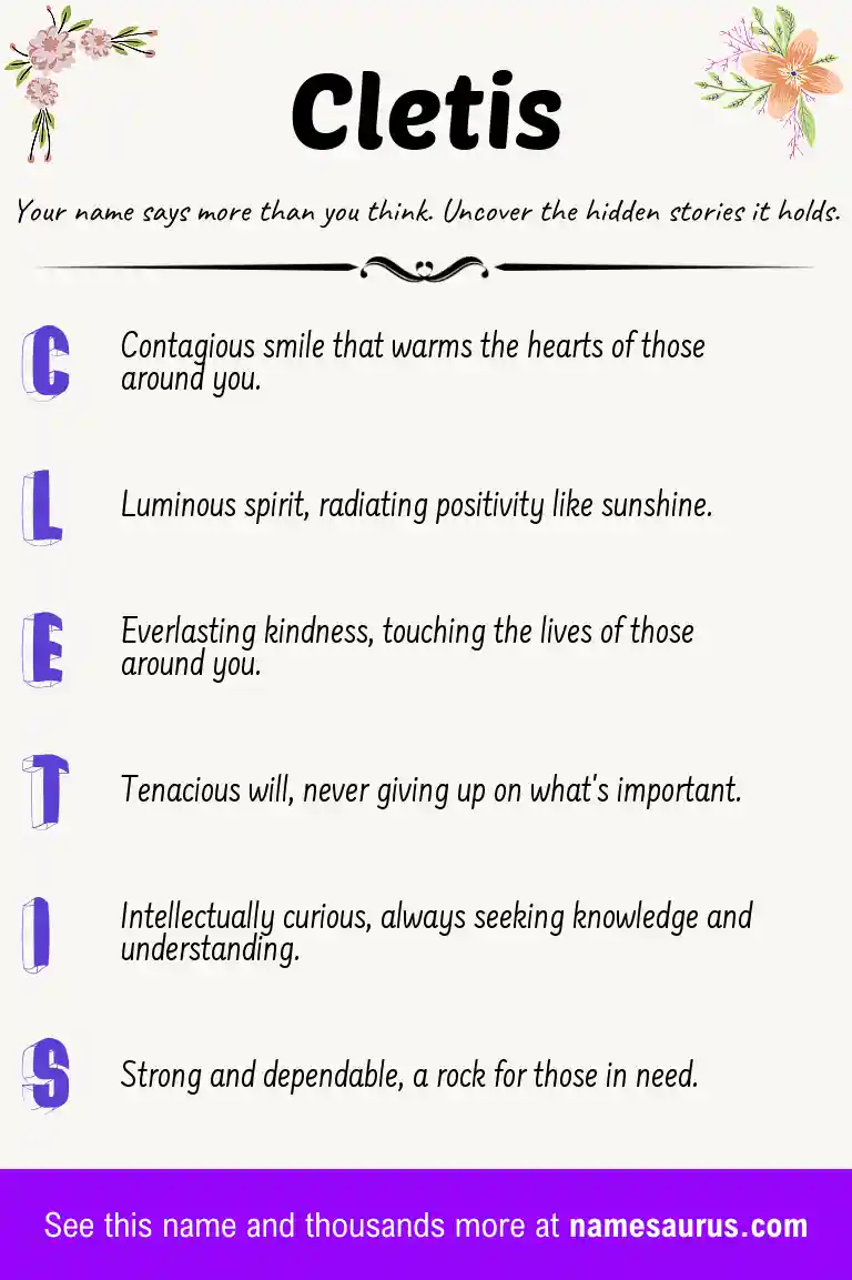 Acrostic poem about Cletis.