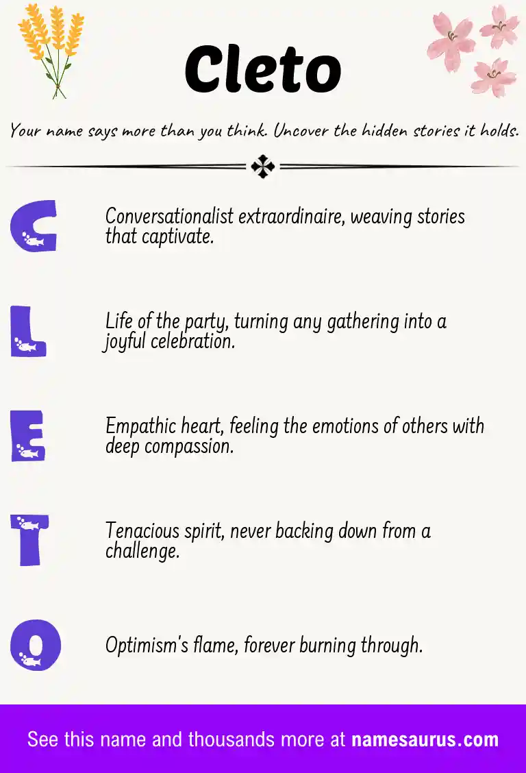 Acrostic poem about Cleto.