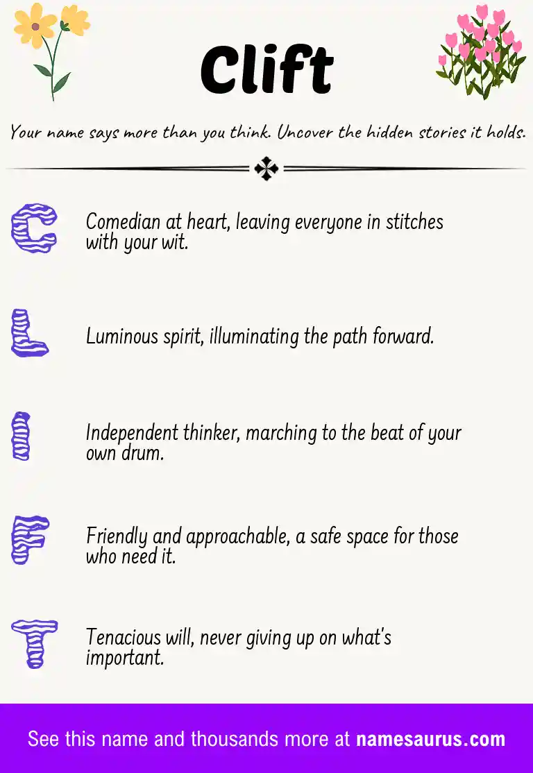 Acrostic poem about Clift.