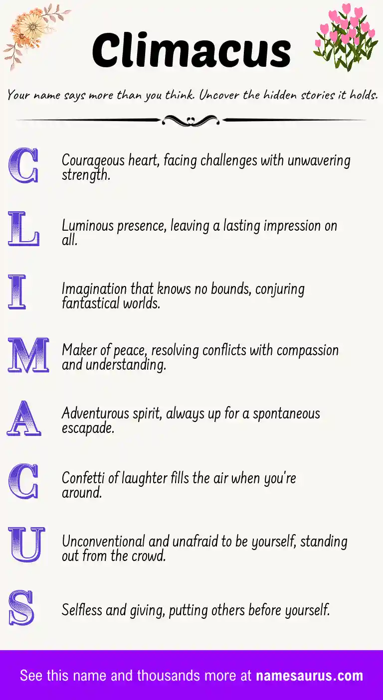 Acrostic poem about Climacus.