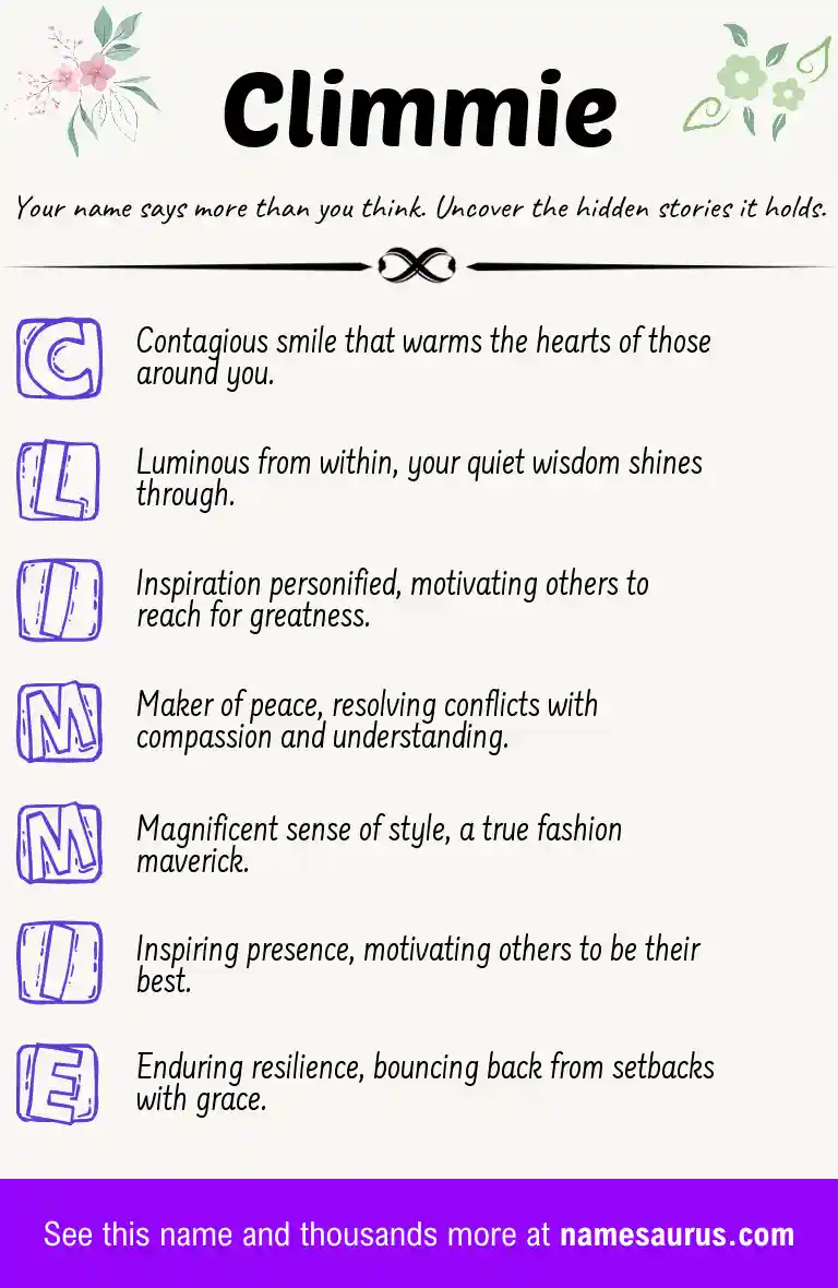Acrostic poem about Climmie.
