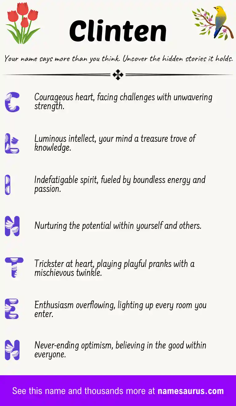 Acrostic poem about Clinten.