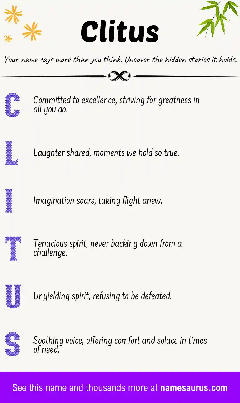 Acrostic poem about Clitus.