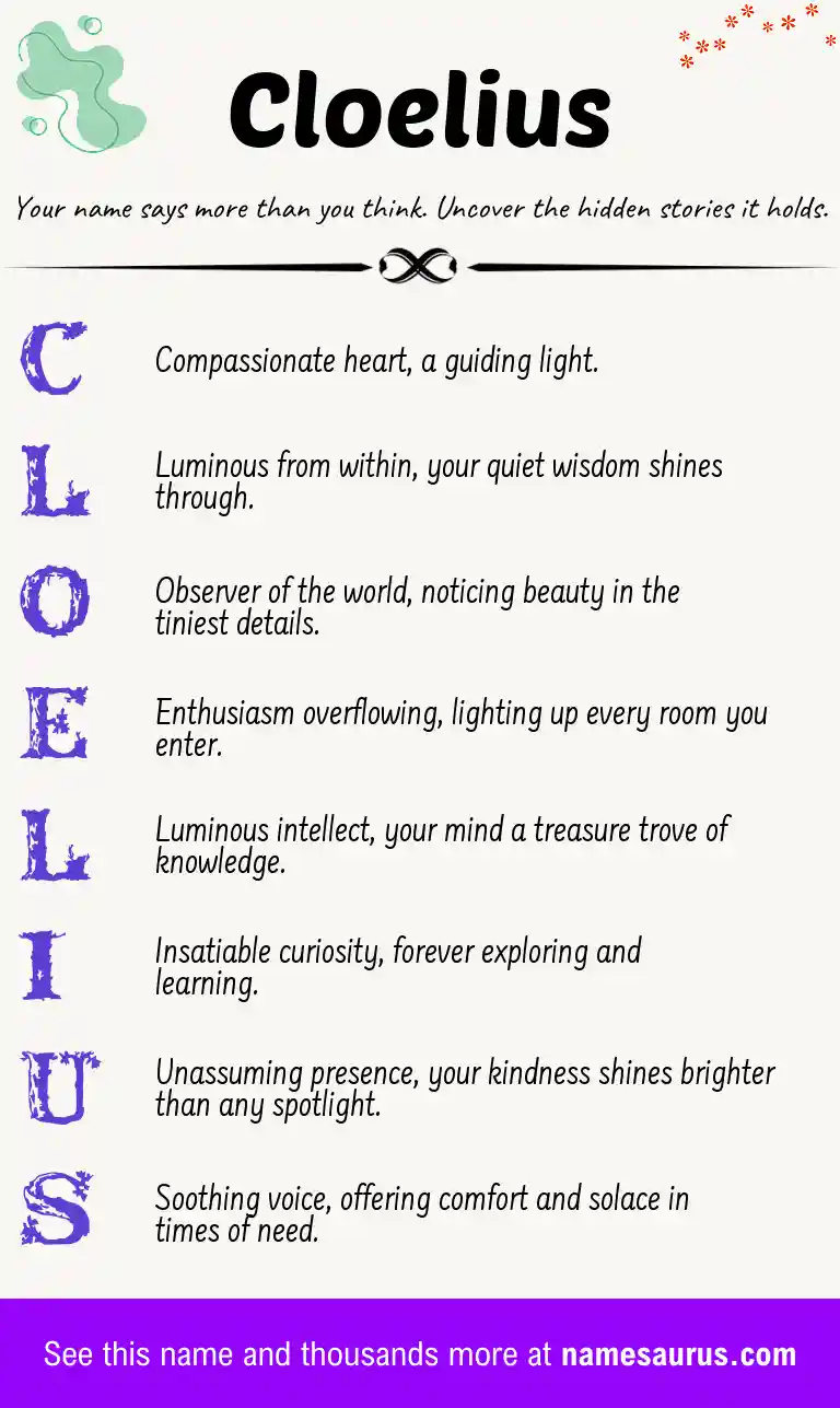 Acrostic poem about Cloelius.