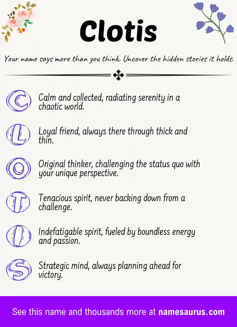 Acrostic poem about Clotis.