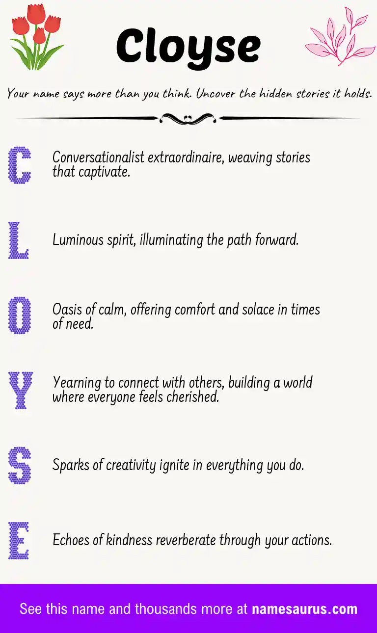 Acrostic poem about Cloyse.
