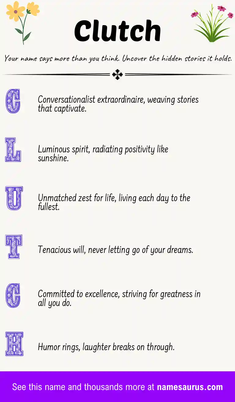 Acrostic poem about Clutch.