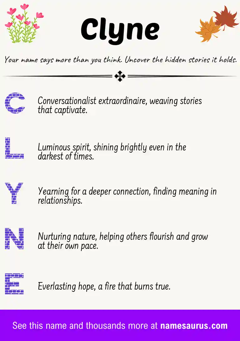 Acrostic poem about Clyne.