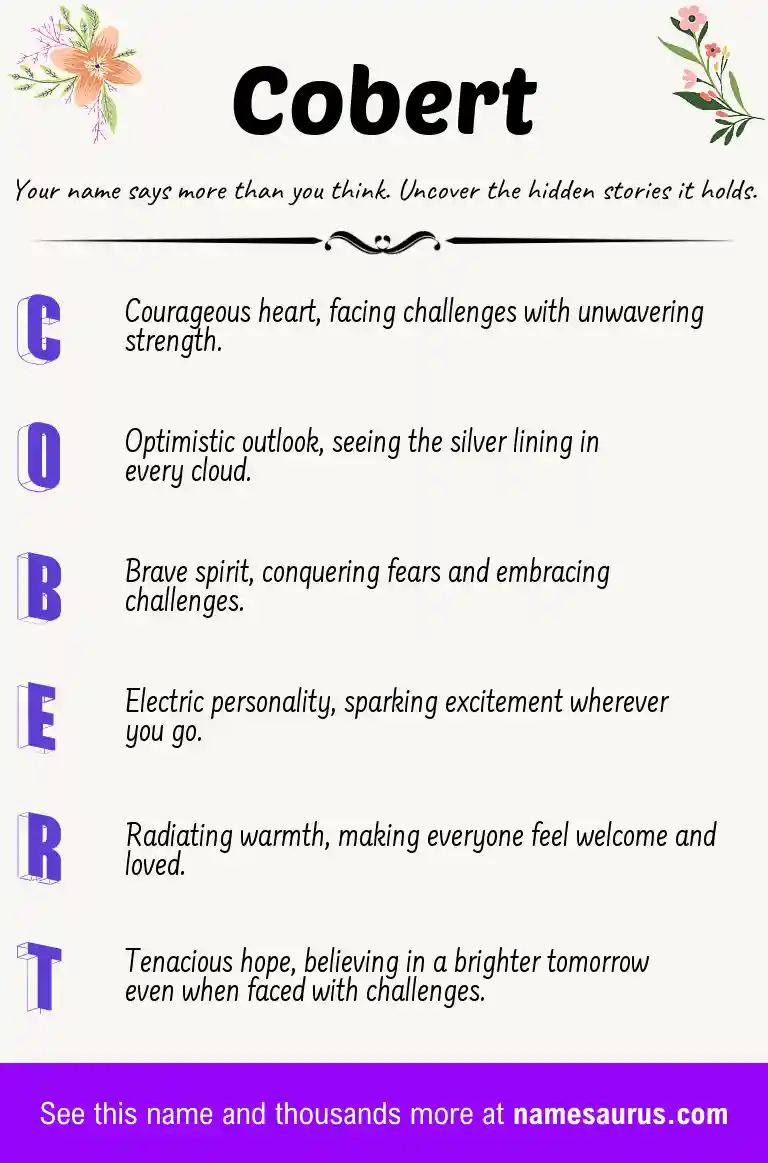 Acrostic poem about Cobert.