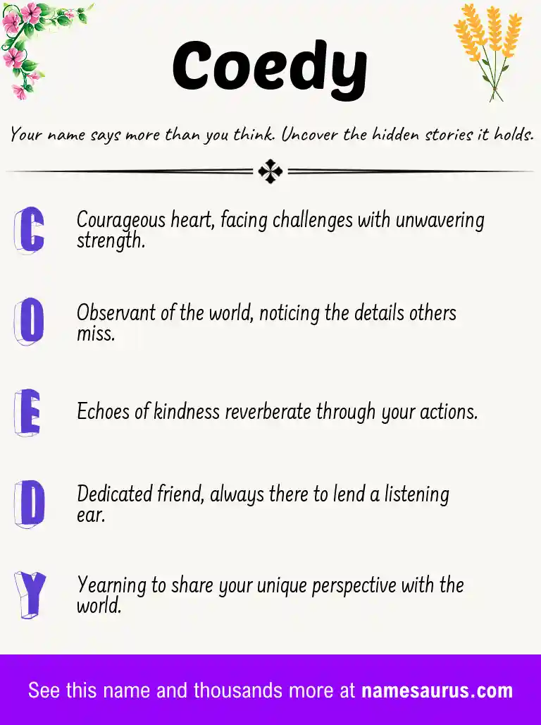 Acrostic poem about Coedy.