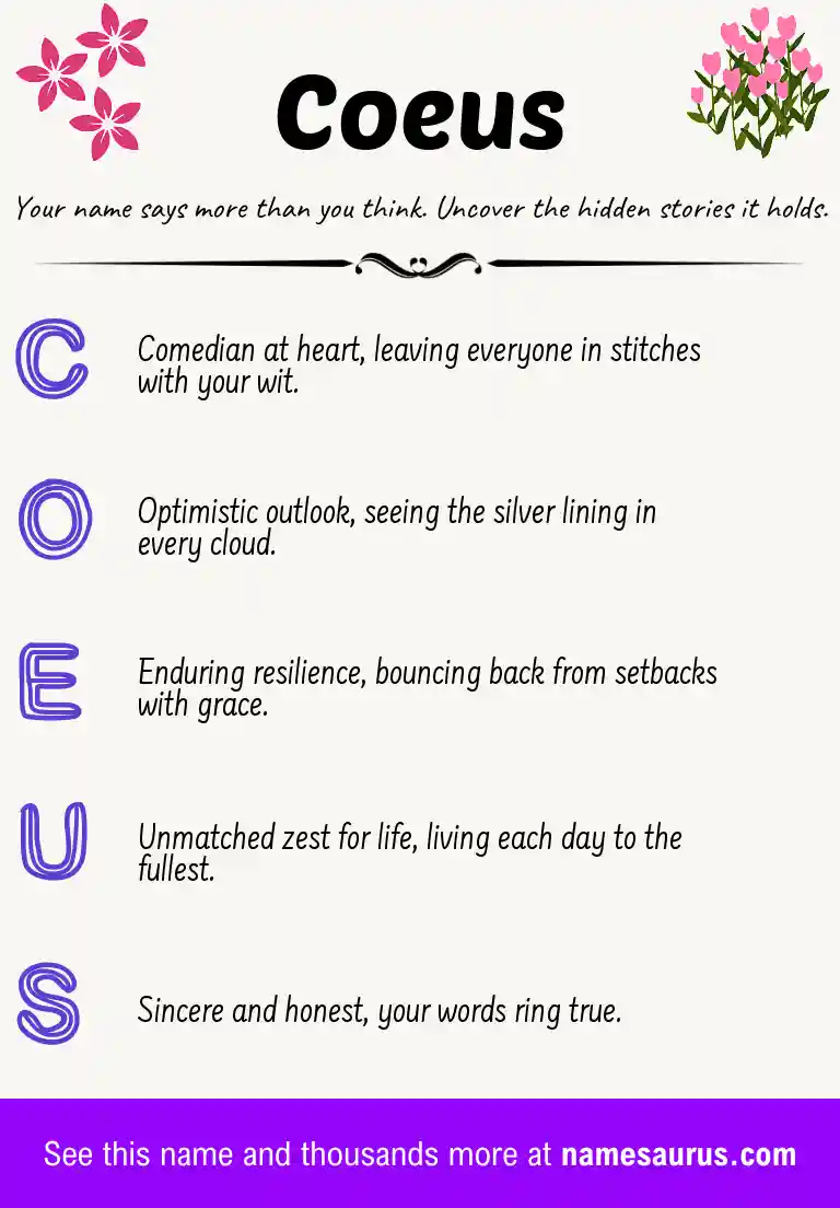Acrostic poem about Coeus.