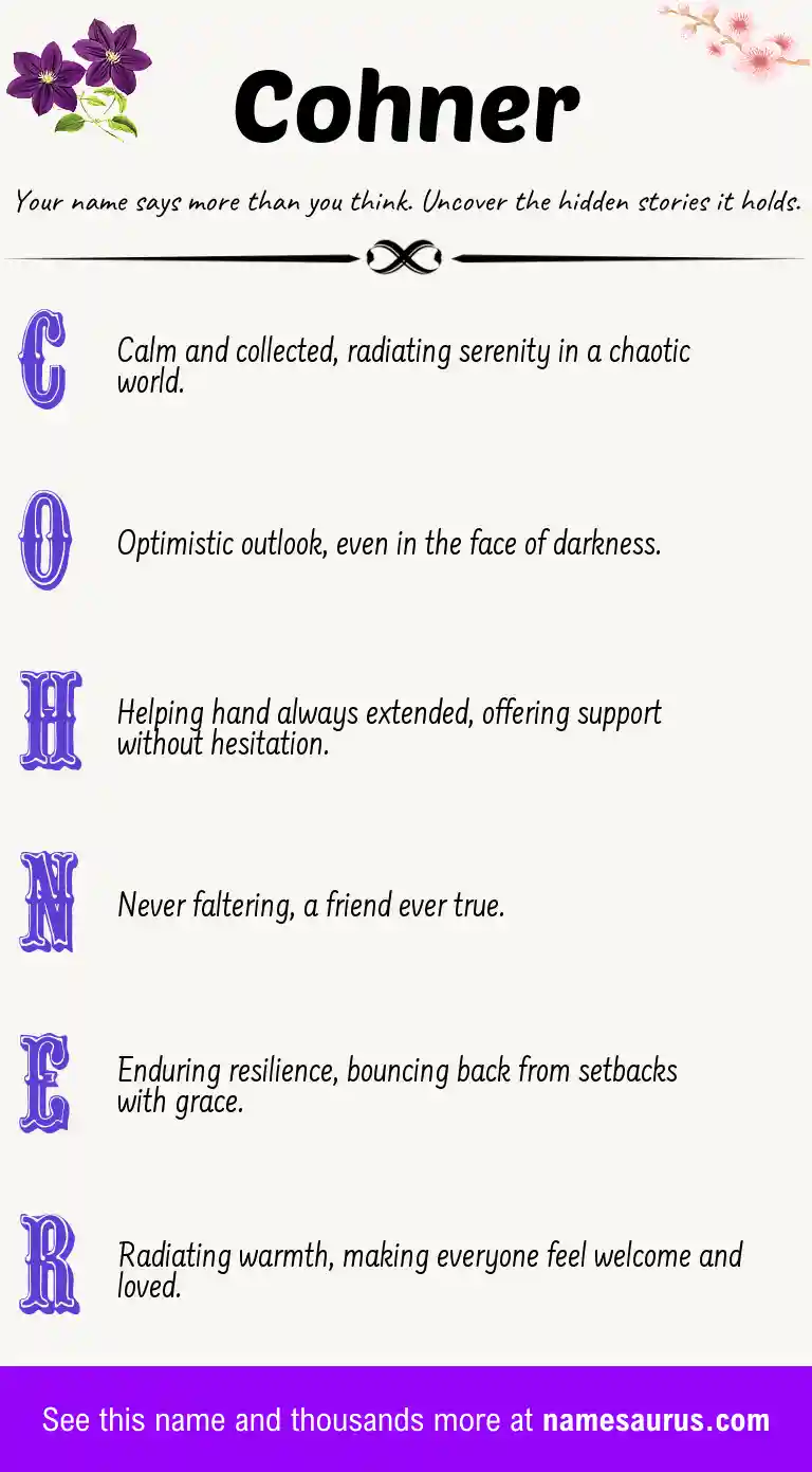 Acrostic poem about Cohner.