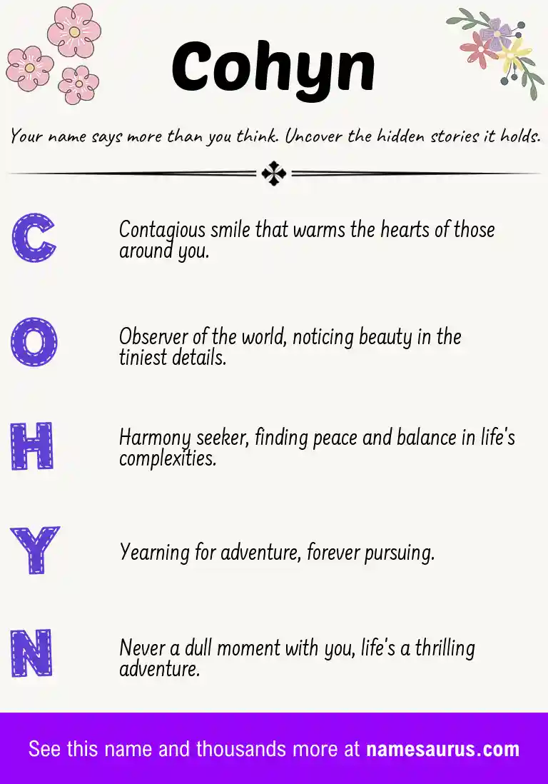 Acrostic poem about Cohyn.