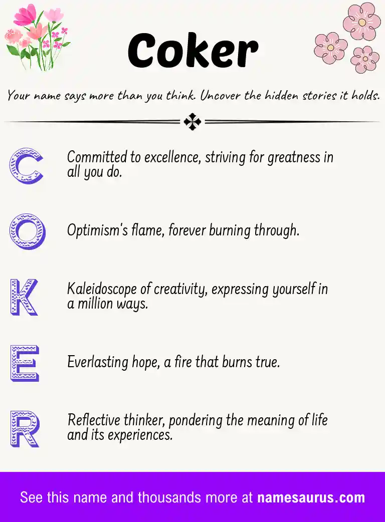 Acrostic poem about Coker.