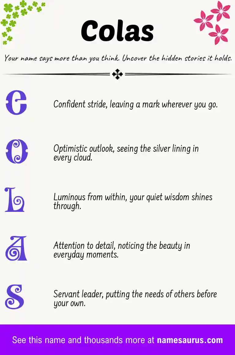 Acrostic poem about Colas.