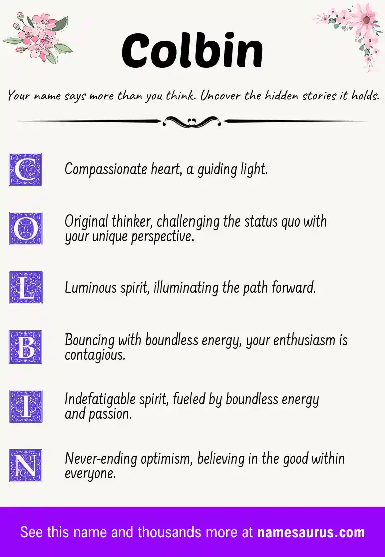 Acrostic poem about Colbin.