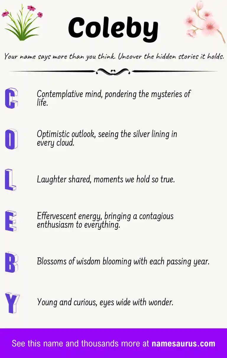 Acrostic poem about Coleby.