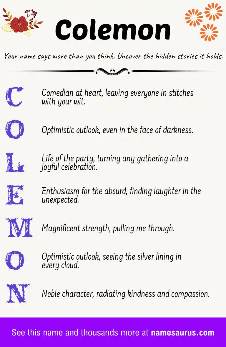 Acrostic poem about Colemon.