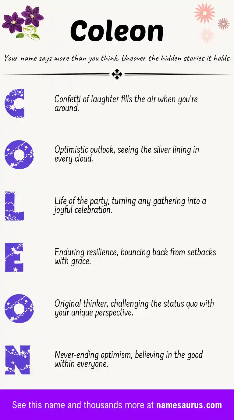 Acrostic poem about Coleon.