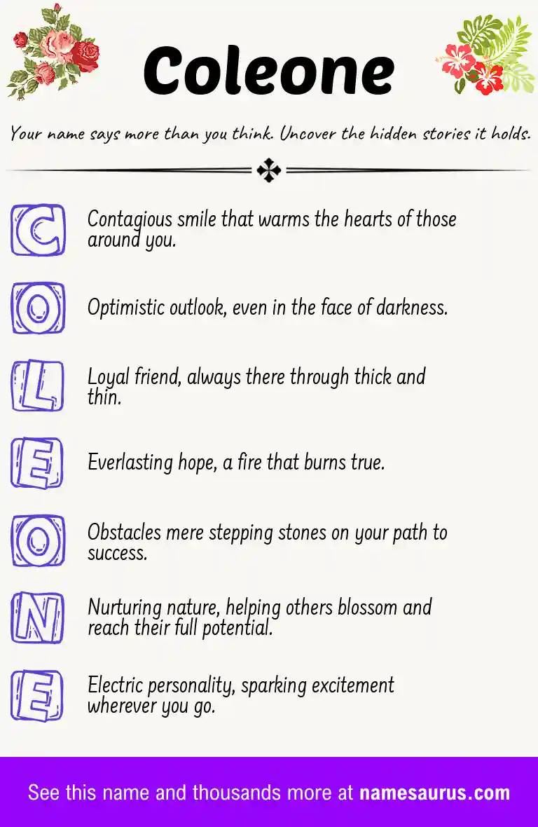 Acrostic poem about Coleone.