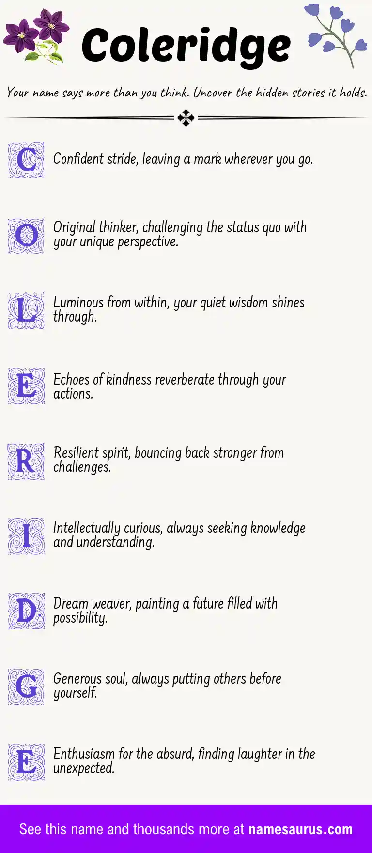Acrostic poem about Coleridge.