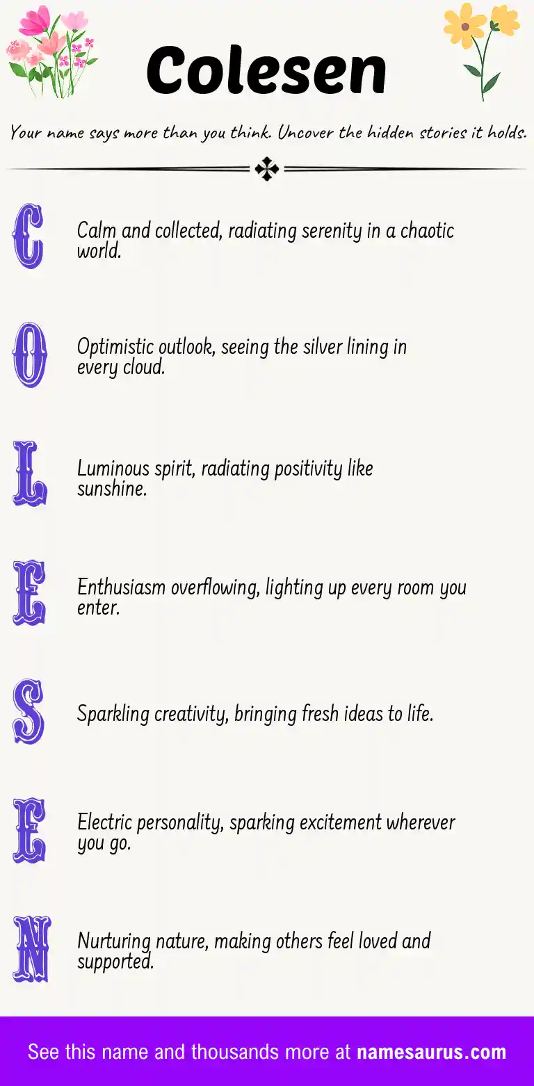Acrostic poem about Colesen.