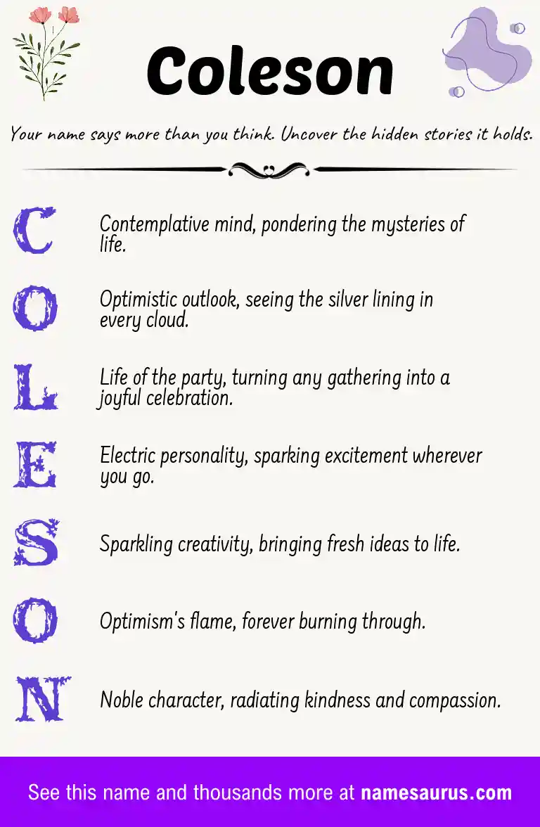 Acrostic poem about Coleson.
