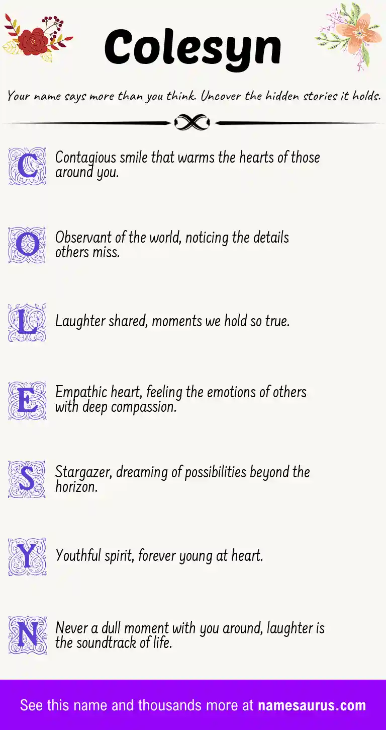 Acrostic poem about Colesyn.