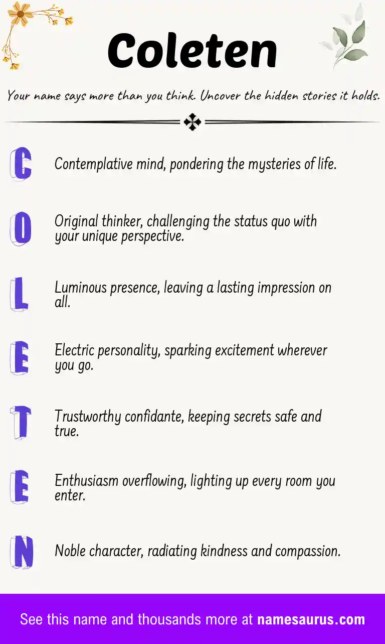 Acrostic poem about Coleten.