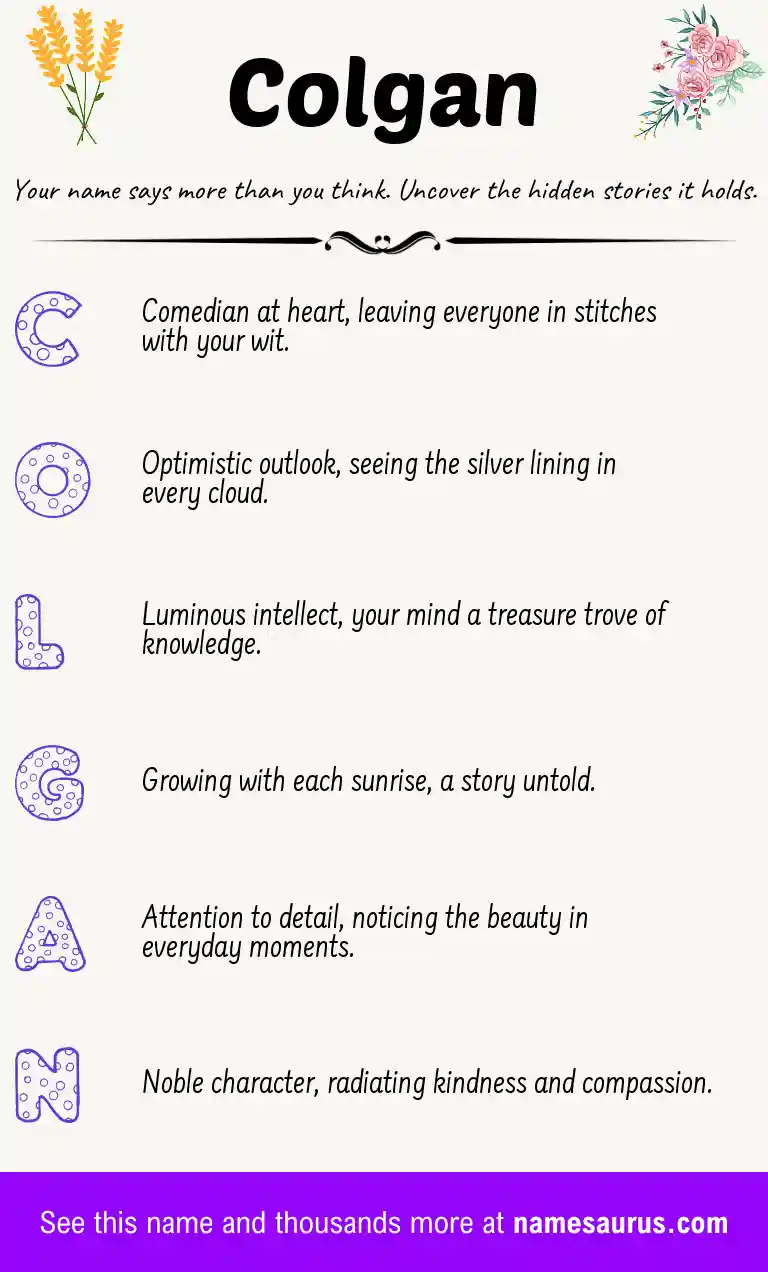 Acrostic poem about Colgan.