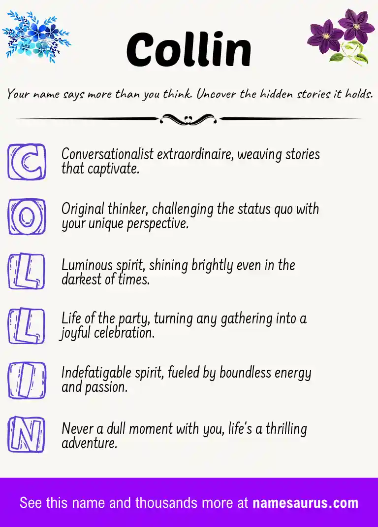Acrostic poem about Collin.
