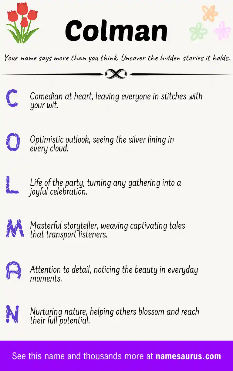 Acrostic poem about Colman.