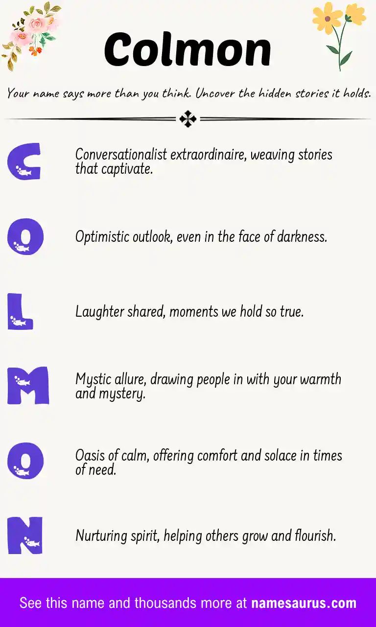 Acrostic poem about Colmon.