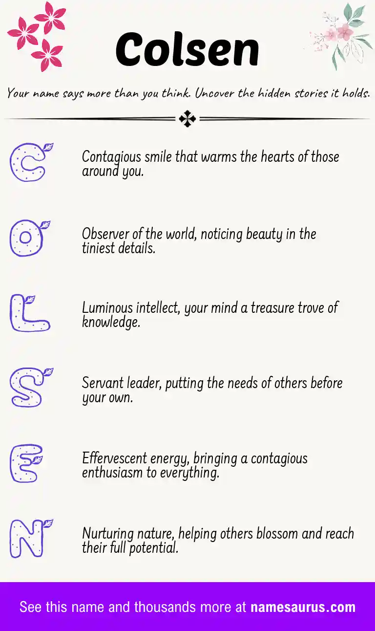 Acrostic poem about Colsen.