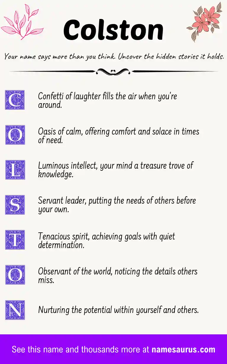 Acrostic poem about Colston.