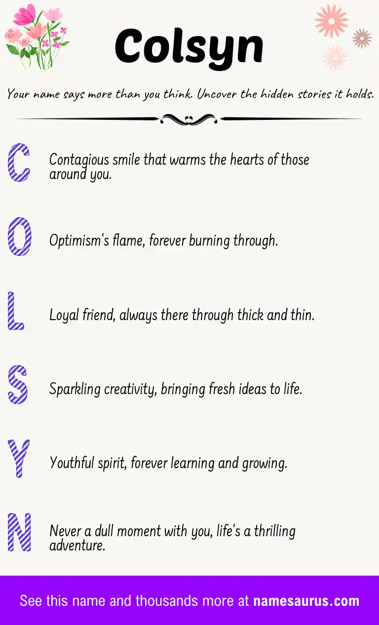 Acrostic poem about Colsyn.