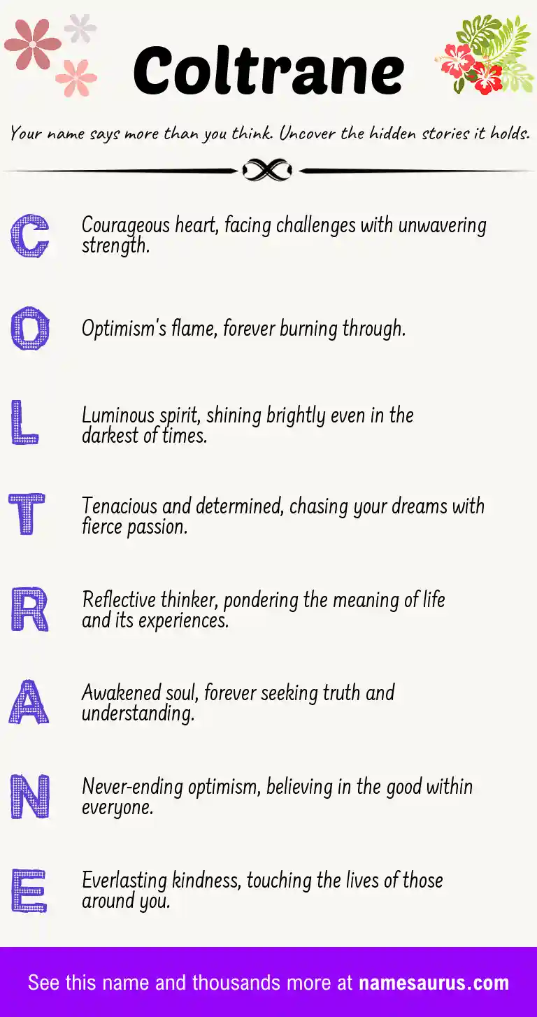 Acrostic poem about Coltrane.