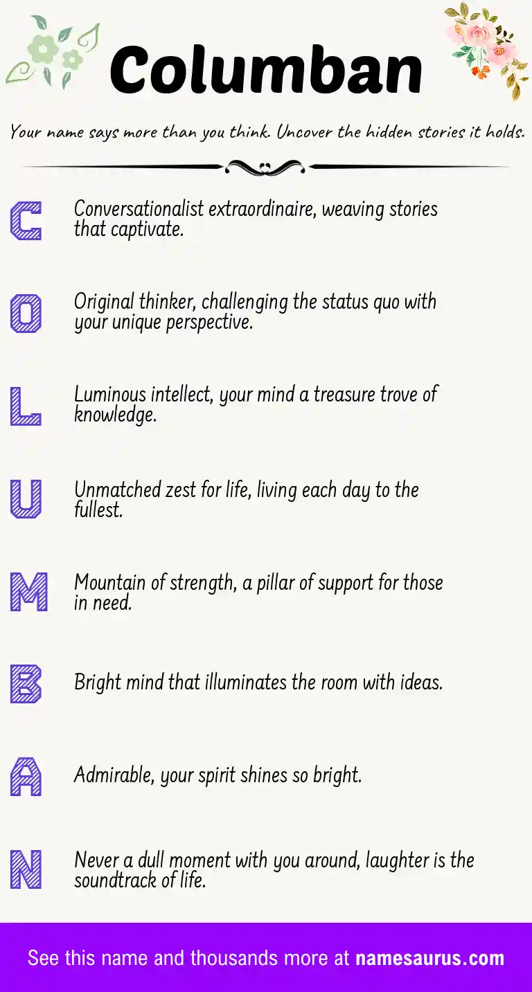 Acrostic poem about Columban.