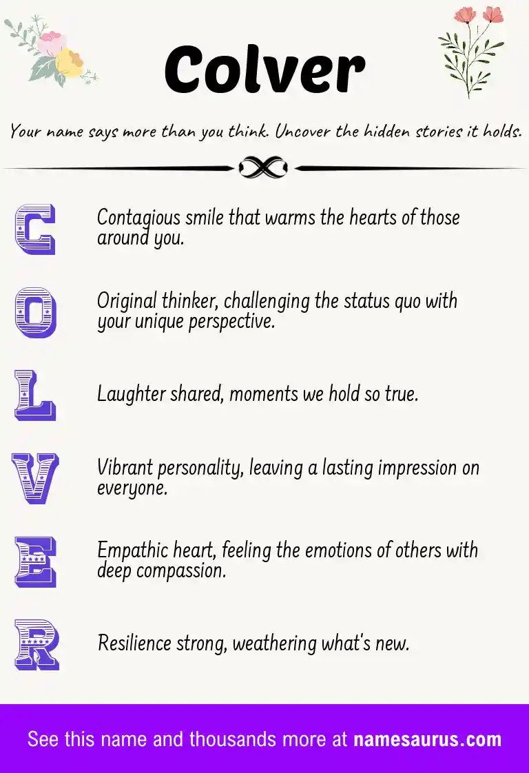 Acrostic poem about Colver.
