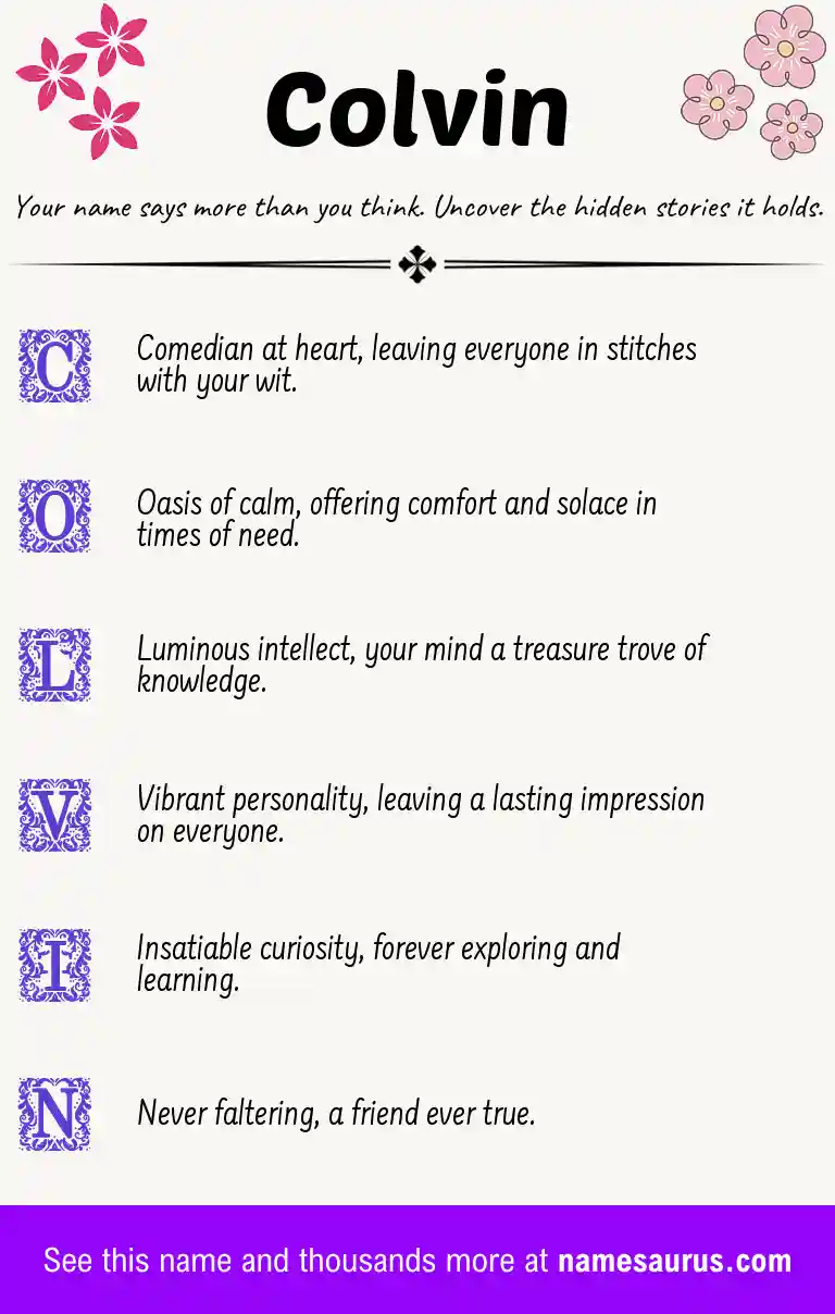Acrostic poem about Colvin.