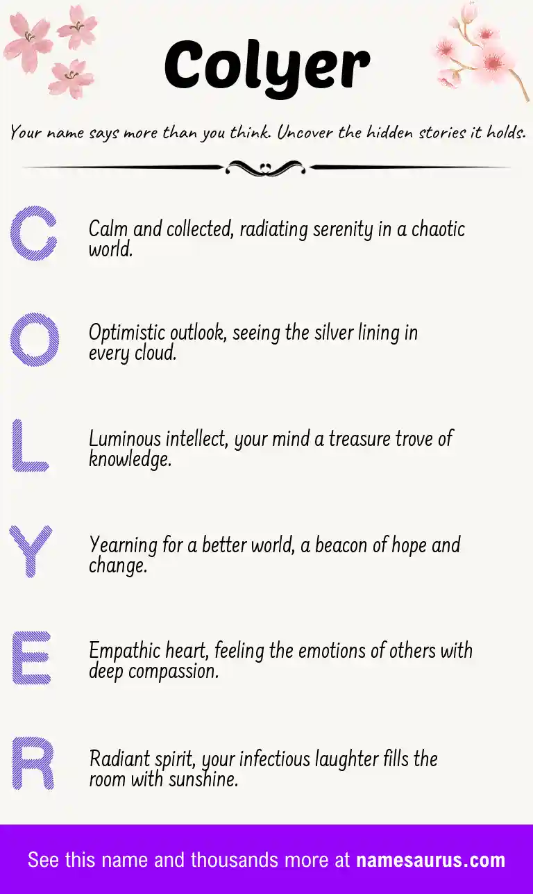 Acrostic poem about Colyer.