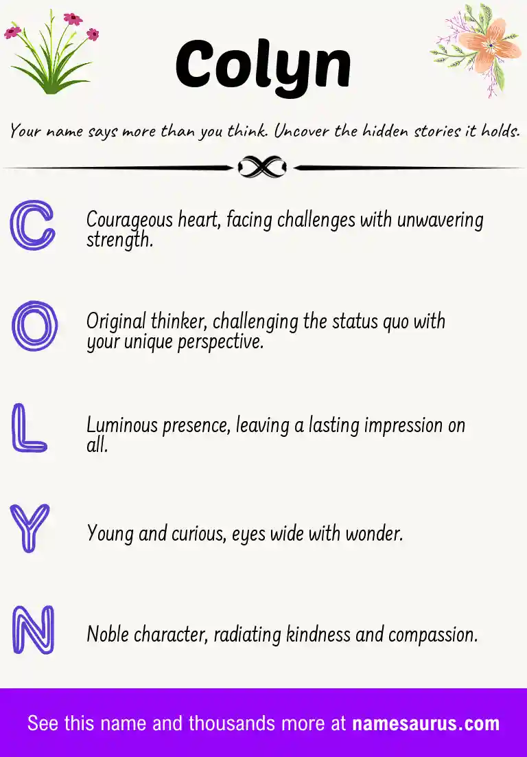 Acrostic poem about Colyn.