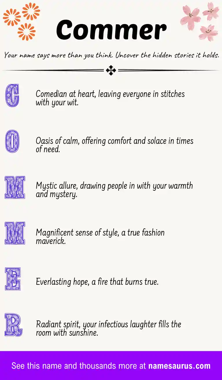 Acrostic poem about Commer.