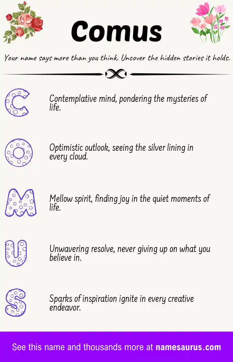 Acrostic poem about Comus.