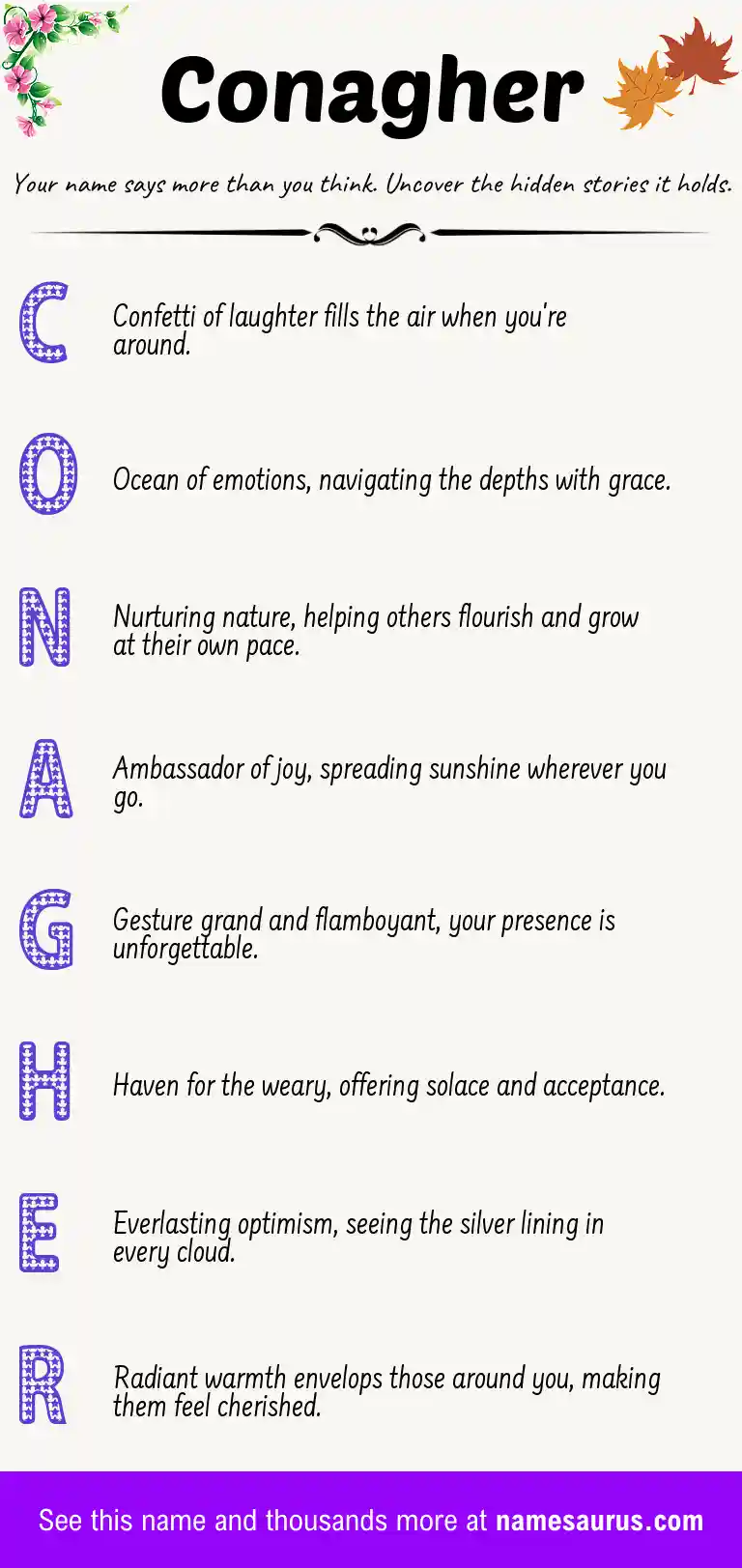 Acrostic poem about Conagher.