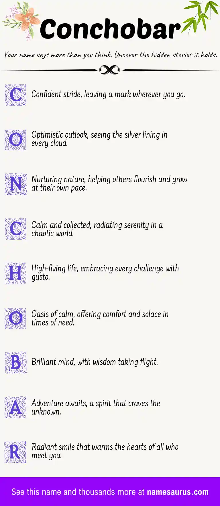 Acrostic poem about Conchobar.