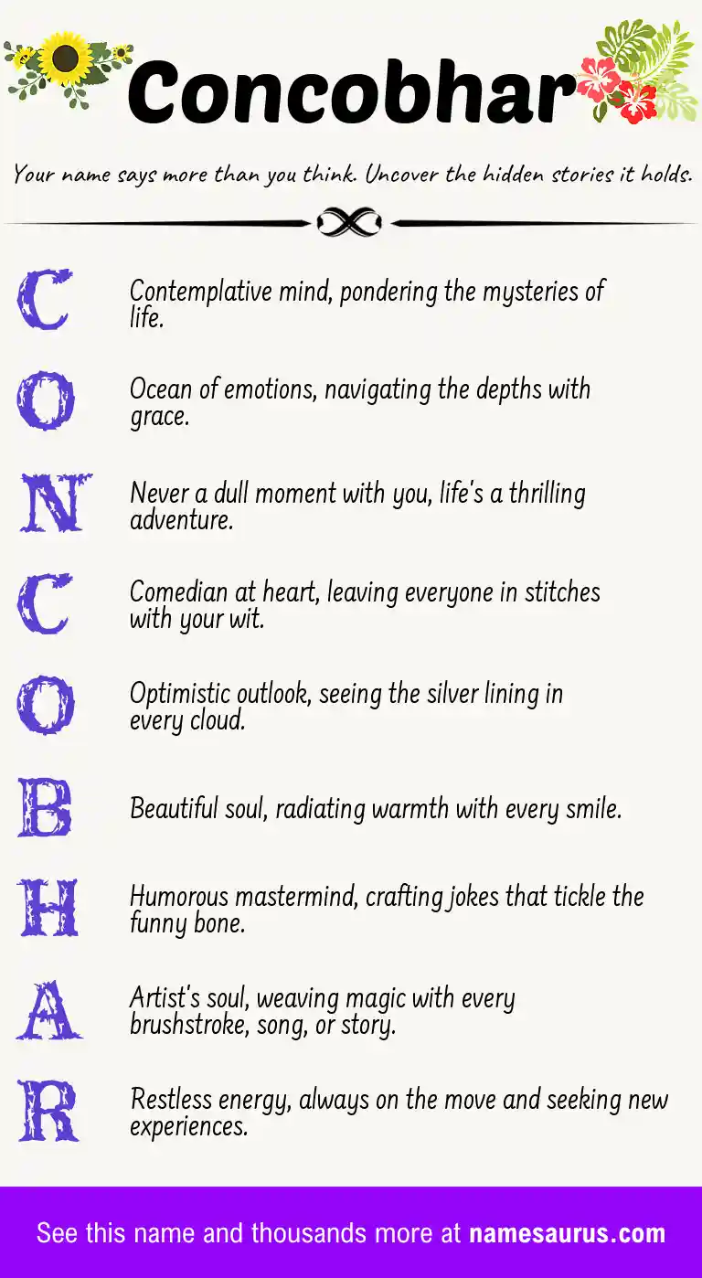 Acrostic poem about Concobhar.