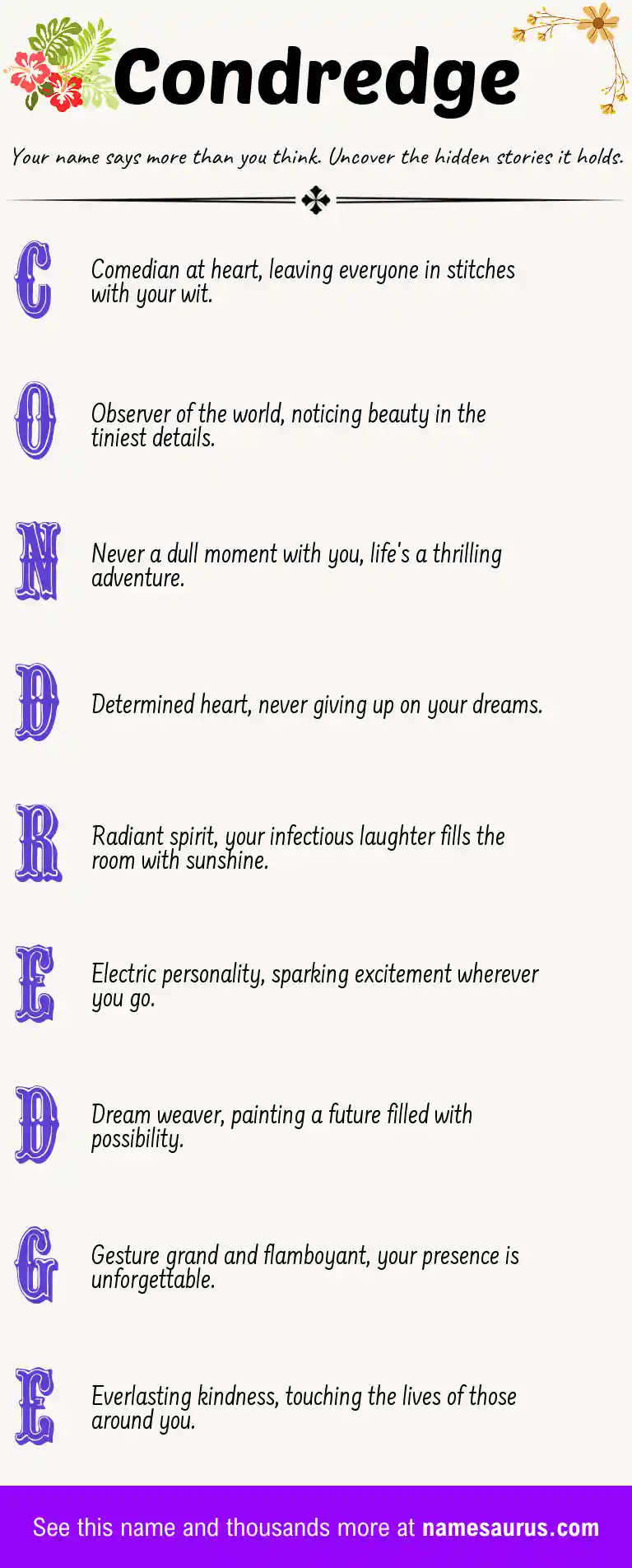 Acrostic poem about Condredge.
